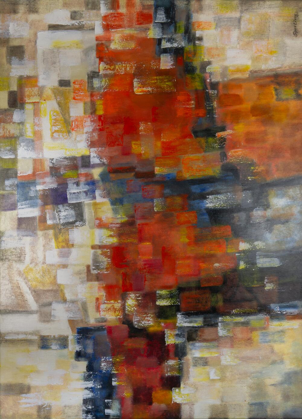 Abstract Harmony in Red and White