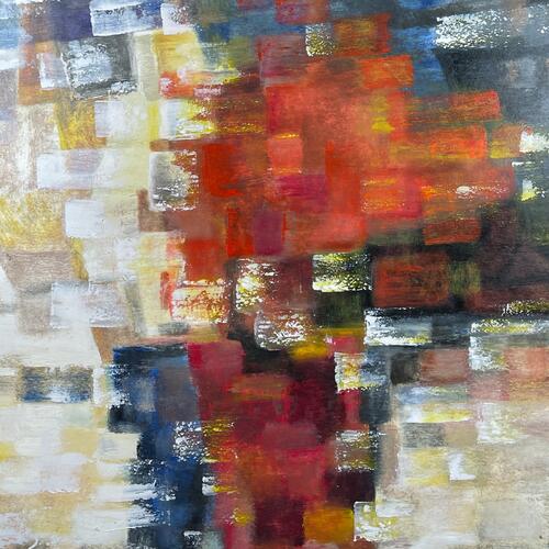 Abstract Harmony in Red and White