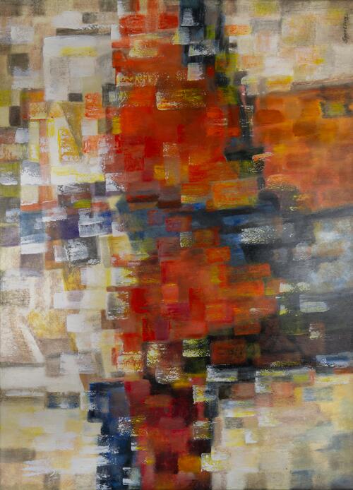 Abstract Harmony in Red and White